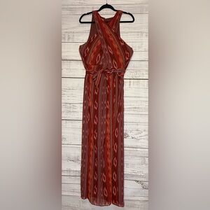 Ralph Lauren Red and Brown Patterned Maxi Dress